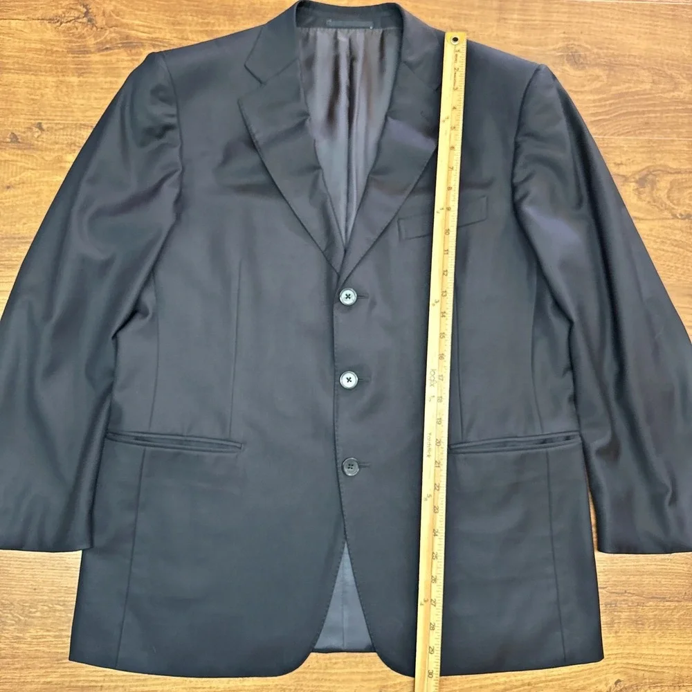 Ermenegildo Zegna Mens US 42 Black Wool 3 Button Blazer Professional Lux Office